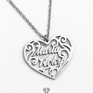 Custom Double Name Heart Necklace – Personalized Gold Pendant