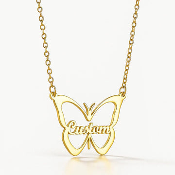 Custom Butterfly Name Necklace – Gold Personalized Jewelry