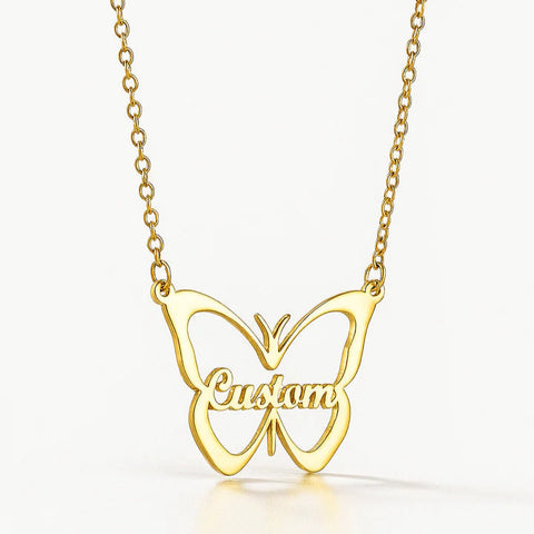 Custom Butterfly Name Necklace – Gold Personalized Jewelry