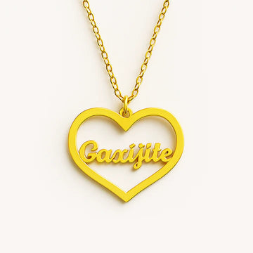 Custom Heart Name Necklace – Gold Plated Personalized Pendant
