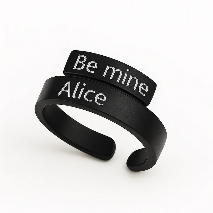 Custom Engraved Wrap Ring – Personalized Adjustable Name Ring for Couples & Gifts