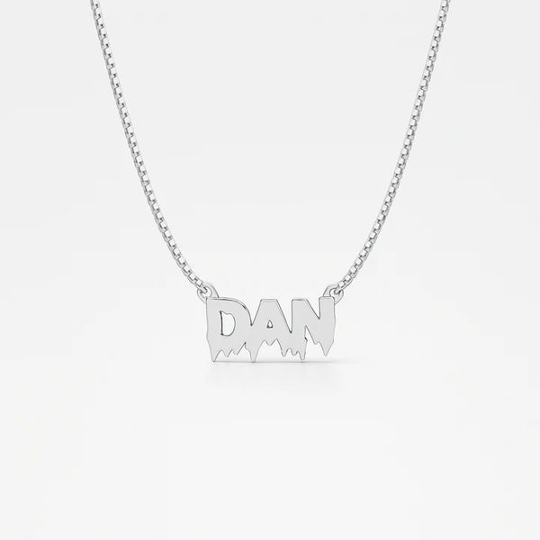 Custom Drip Name Necklace for Men – Personalized Pendant with Unique Melting Font