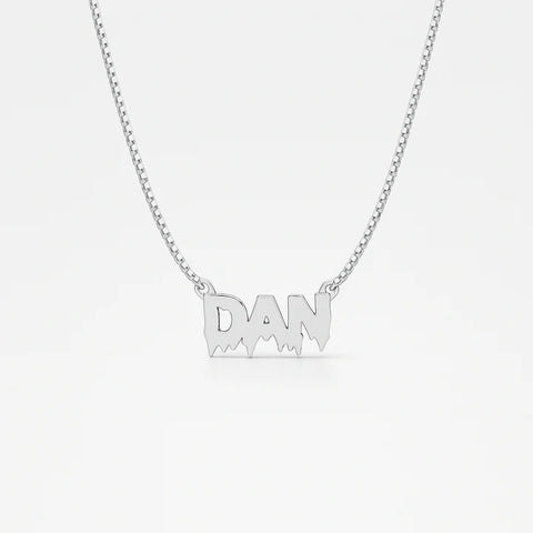 Custom Drip Name Necklace for Men – Personalized Pendant with Unique Melting Font