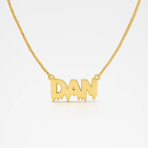 Custom Drip Name Necklace for Men – Personalized Pendant with Unique Melting Font