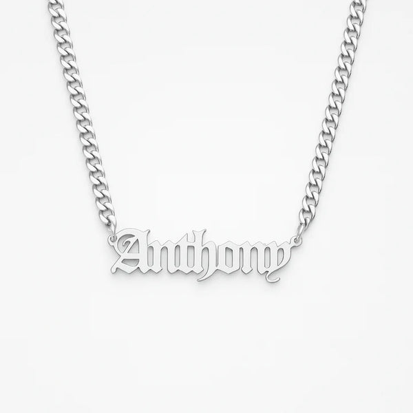 Custom Name Necklace – Personalized Pendant for Men & Women with Bold Gothic Font