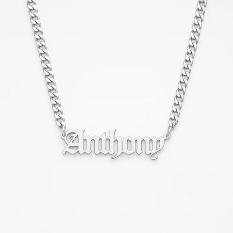 Custom Name Necklace – Personalized Pendant for Men & Women with Bold Gothic Font