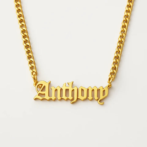 Custom Name Necklace – Personalized Pendant for Men & Women with Bold Gothic Font