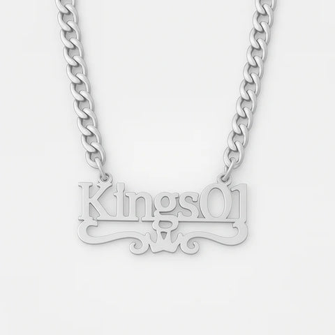 Custom Name Necklace – Crown Pendant with Bold Cuban Chain for Men, Streetwear Royalty Jewelry