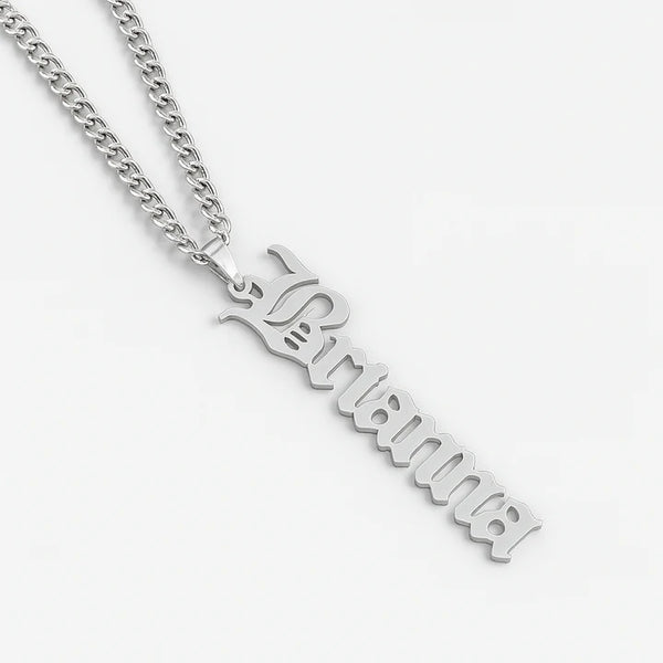 Custom Name Necklace – Personalized Pendant for Men with Gothic Font & Curb Chain