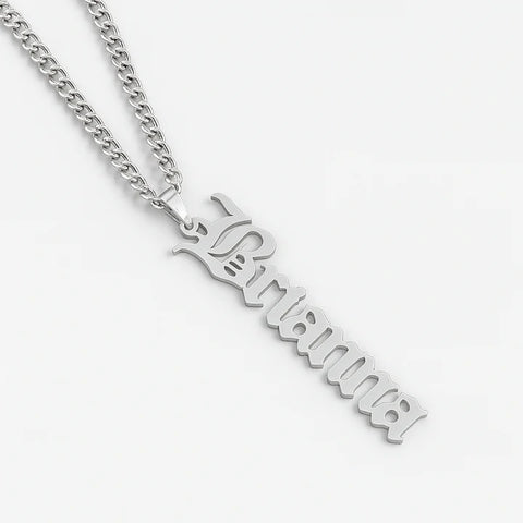 Custom Name Necklace – Personalized Pendant for Men with Gothic Font & Curb Chain