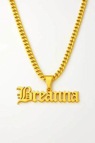 Custom Name Necklace – Personalized Pendant for Men with Gothic Font & Curb Chain