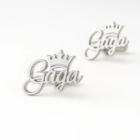 Custom Name Cufflins for Men– Personalized Crown Design – Luxury Handmade Gift – Fashion Statement Studs