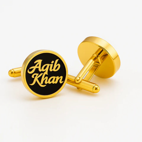 Custom Name Cufflinks – Personalized Round Cufflinks for Men – Luxury Engraved Formal Jewelry Gift