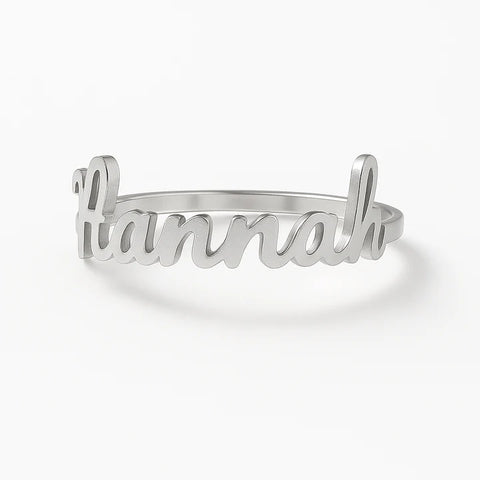 Personalized Name Ring for Women – Custom 24CT Gold Plated Jewelry with Bold Script Design – Hannah Name Ring