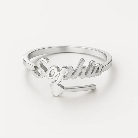 Custom Name Ring with Crown Accent – Personalized 24CT Gold Plated Jewelry for Women & Girls – Sophia Name Ring
