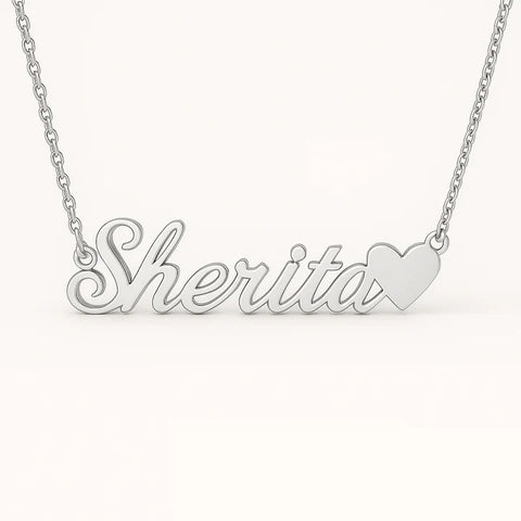 Personalized 24CT Gold Platted Name Necklace with Heart Charm – Custom Script Font Jewelry for Women, Girls & Gifts