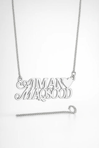 Custom Name Necklace for Women – Personalized 24CT Gold Plated Jewelry with Heart Charm – Unique Gift for Her – YOUR NAME HER/HIM NAME Design