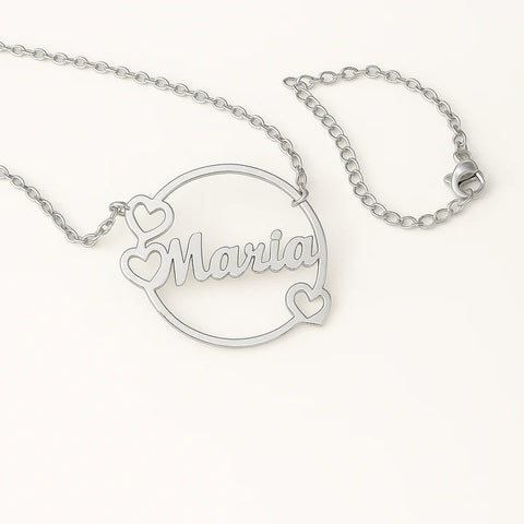 Custom Heart Name Necklace for Women | Personalized 24CT Gold Plated Circle Pendant | Unique Gift for Her, Birthday & Anniversary