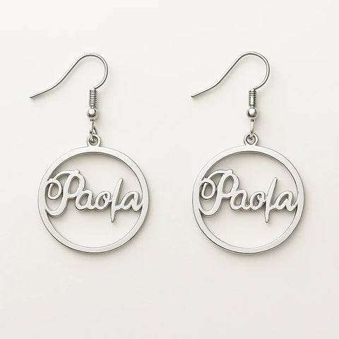 Custom Name Hoop Earrings – Personalized 24CT Gold Plated Circle Dangle Jewelry for Women