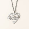 Custom Double Heart Name Necklace in Gold – Personalized Couple Pendant Gift