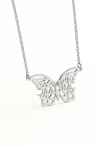 Personalized Butterfly Name Necklace – Custom Gold Cutout Pendant for Women