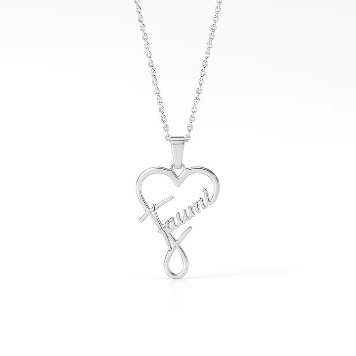Custom Vertical Heart Name Necklace – Gold Personalized Pendant