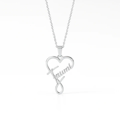 Custom Vertical Heart Name Necklace – Gold Personalized Pendant