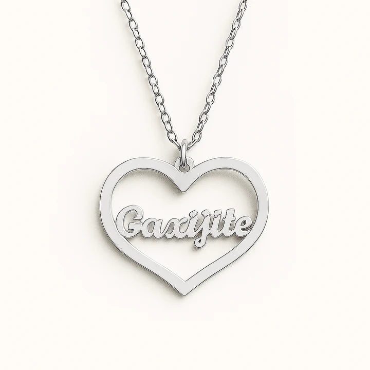 Custom Heart Name Necklace – Gold Plated Personalized Pendant