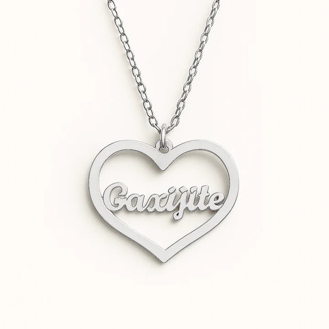 Custom Heart Name Necklace – Gold Plated Personalized Pendant