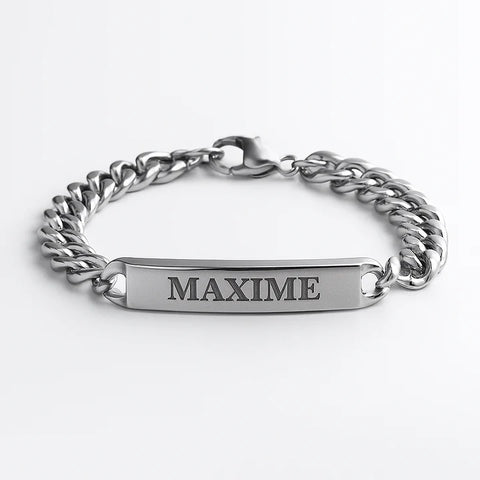Custom Gold Name Bracelet for Men – Engraved Cuban Chain