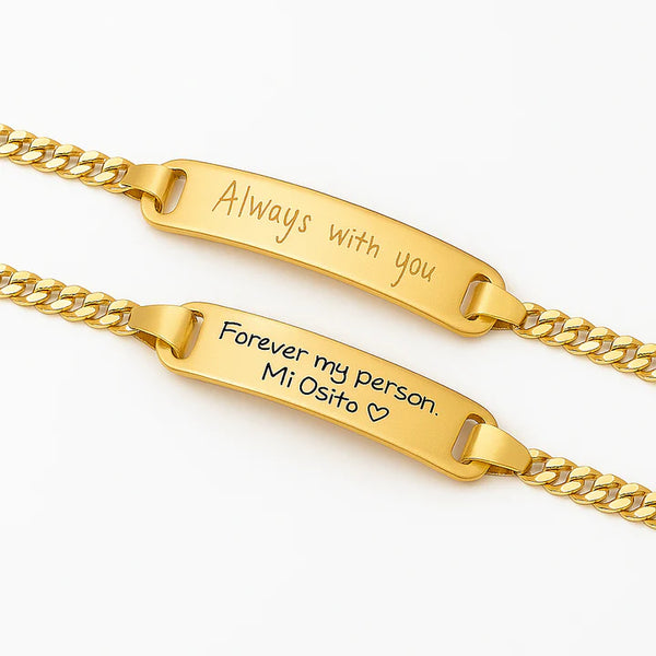 Gold Couple ID Bracelets – Personalized Engraved Matching Set