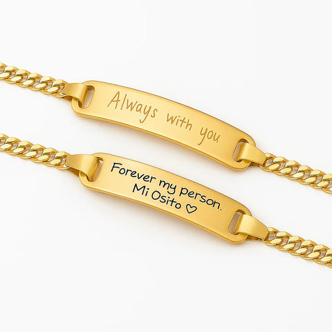 Gold Couple ID Bracelets – Personalized Engraved Matching Set