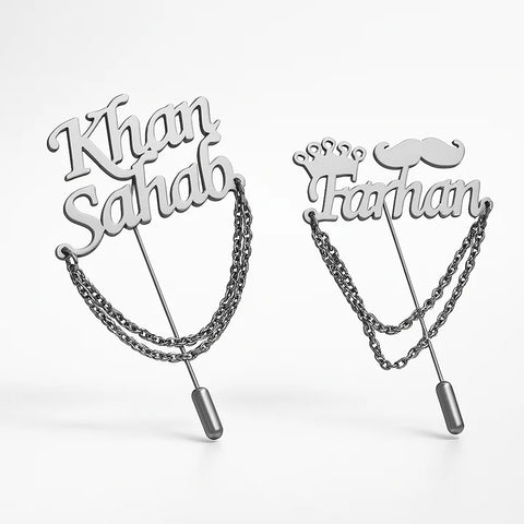 Custom Name Lapel Pins – Personalized Gold & Silver Brooches for Men