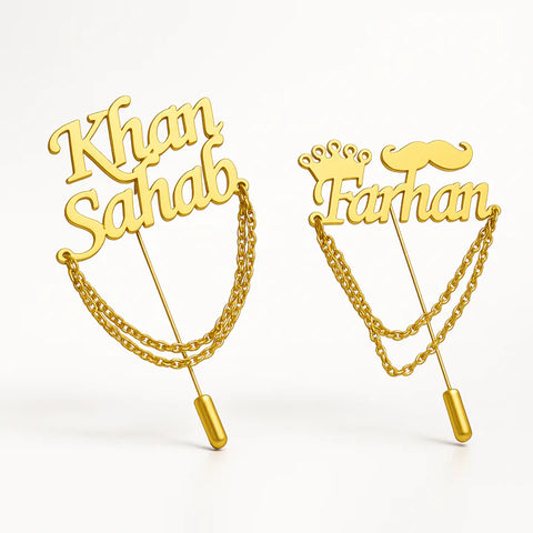 Custom Name Lapel Pins – Personalized Gold & Silver Brooches for Men