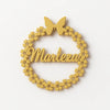 Custom Name Floral Wreath Ornament – Personalized Coat Pin