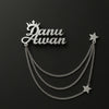 Custom Name Brooch – Personalized Crown Pin with Chain for Men