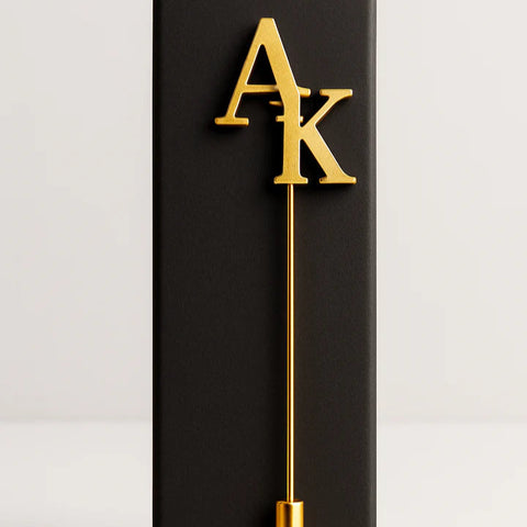 Personalized "YOUR NAME" Initial Tie Pin – Custom Gold & Silver Lapel Accessory