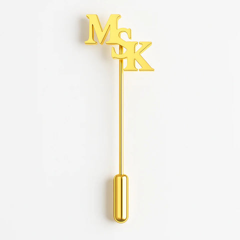 Gold MSK Initial Lapel Pin – Custom Monogram Brooch for Men