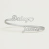 Custom Couple Name Bracelet – Gold Heart Open Cuff