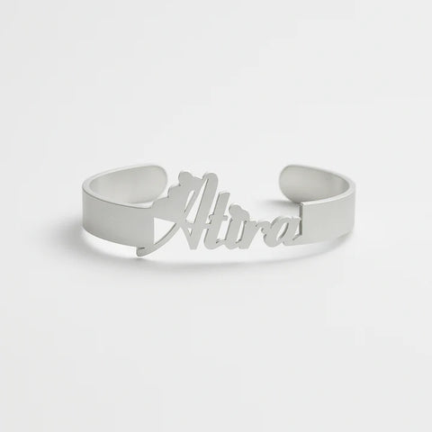 Personalized Atra Wide Cuff with Heart Accent