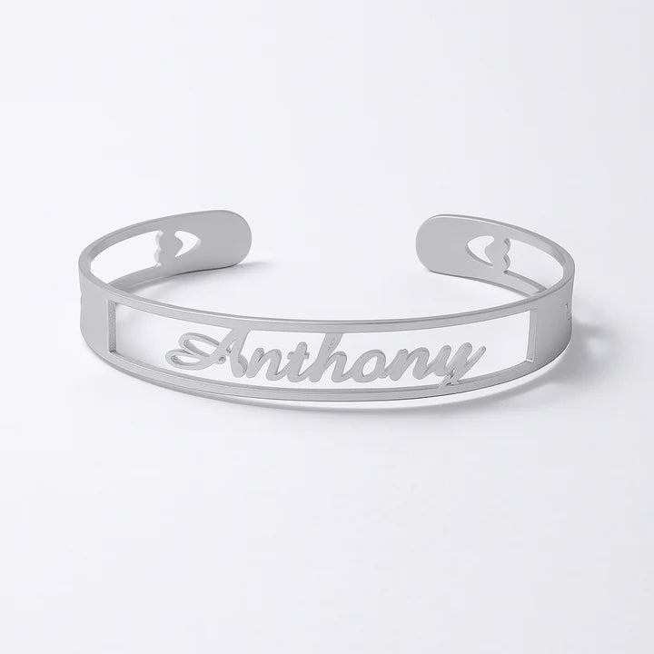 Custom Gold Name Bracelet – Personalized Anthony Cutout Cuff Design