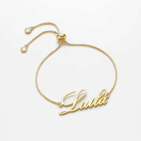 Custom Name Bracelet “Your Name” – 24CT Gold Platted Adjustable Personalized Jewelry Gift for Women