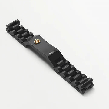 Rolex Black Stainless Steel Bracelet – Gold Crown & Diamond Accents
