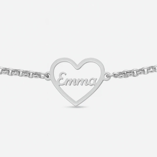Custom Heart Name Bracelet – Personalized Chain Jewelry