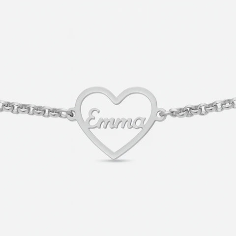 Custom Heart Name Bracelet – Personalized Chain Jewelry