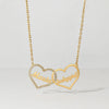 Custom Double Heart Name Necklace – Gold & Diamond Accent Pendant
