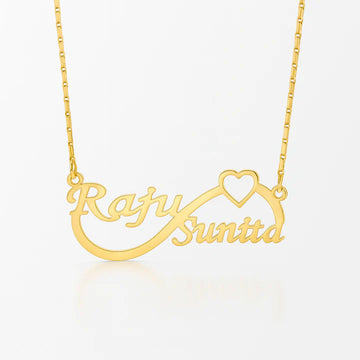 Custom Couple Name Infinity Necklace | Personalized 24CT Gold Plated Jewelry with Heart | Romantic Gift for Anniversary & Valentine's Day