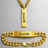 Custom Name Necklace & Bracelet Set – Personalized Cuban Chain Jewelry with Zodiac Sign for Men & Women