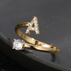 Elegant Initial  Crystal Gold Ring for Women