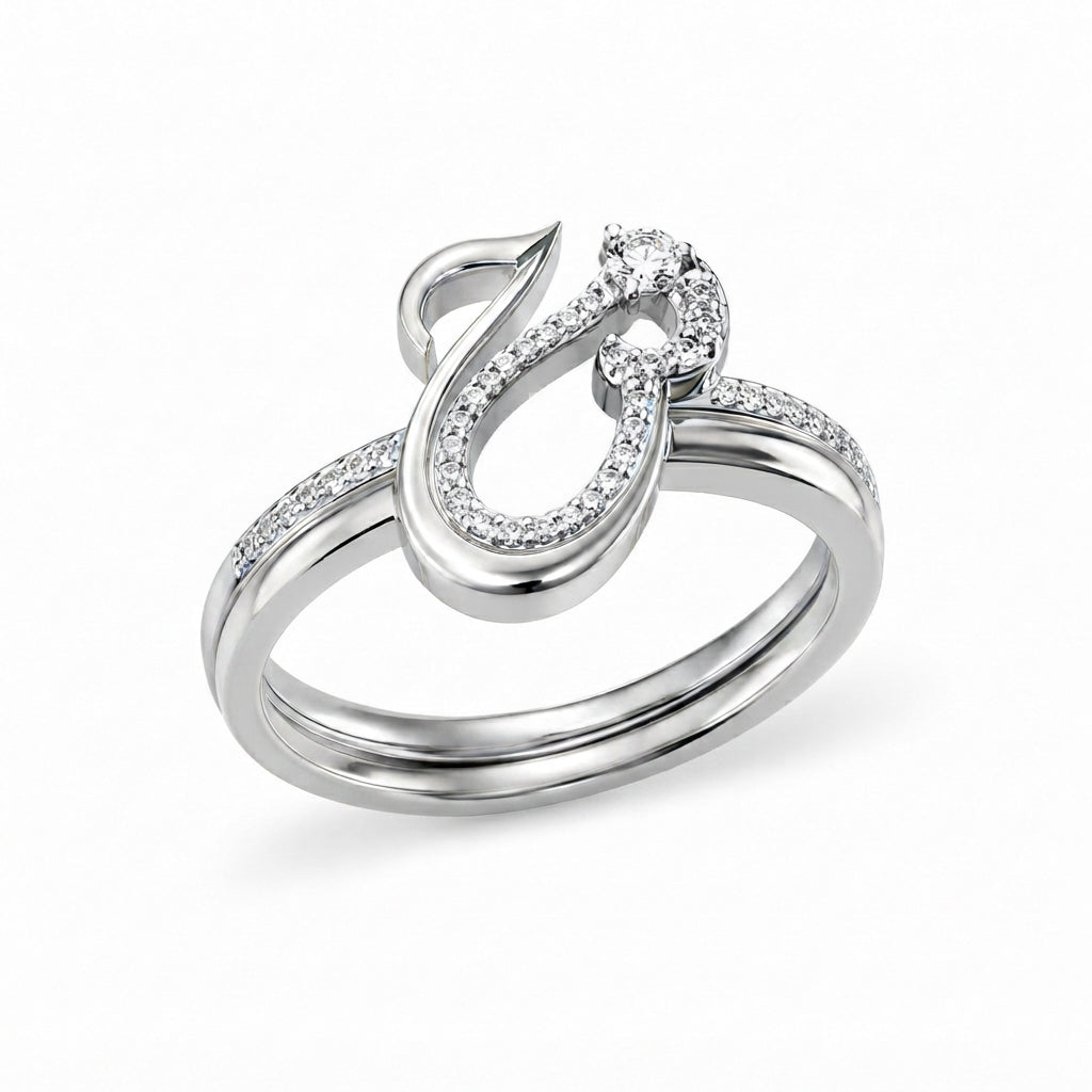 Customized Arabic Cubic Zirconia Initial Letter Ring